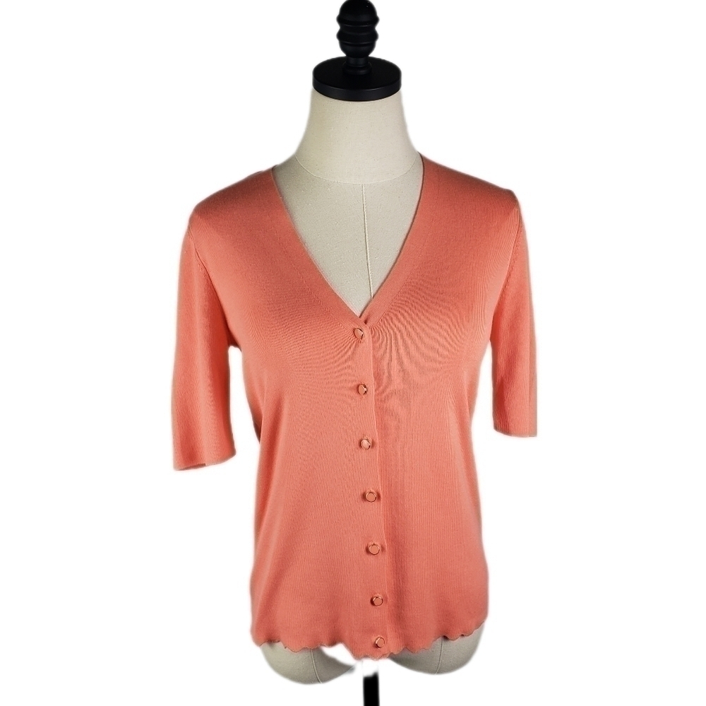 TALBOTS V-Neck Short Sleeve Button Down Cardigan Size XS